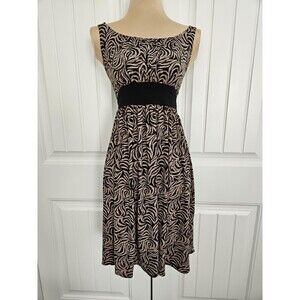 London Times Brown Black Geometric Sleeveless Tank Dress Women's 8